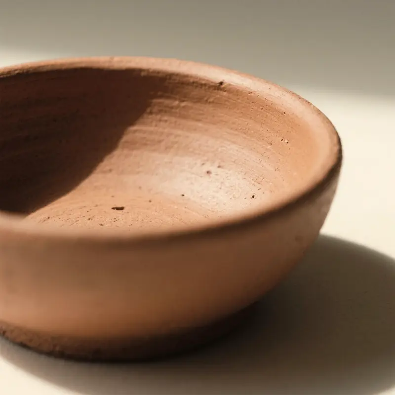 A handmade clay bowl